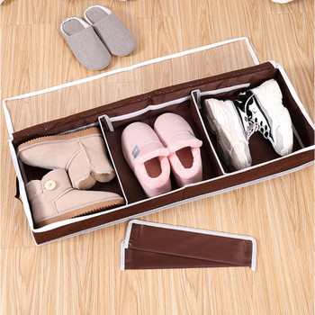 Калъф за кутия за съхранение на ботуши за обувки Органайзер с прозрачен оберлихт и контейнер за обувки с цип Отделение под легло