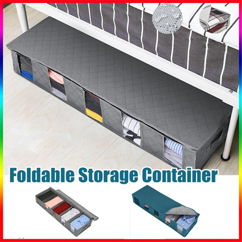 Saci pliabile de depozitare a hainelor Containere mari de depozitare sub pat, vizibile, respirabile, economisitoare de spațiu, cutie organizatoare cu fermoar