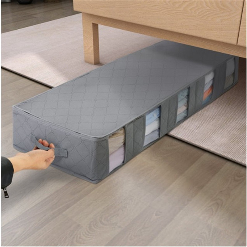 Saci pliabile de depozitare a hainelor Containere mari de depozitare sub pat, vizibile, respirabile, economisitoare de spațiu, cutie organizatoare cu fermoar