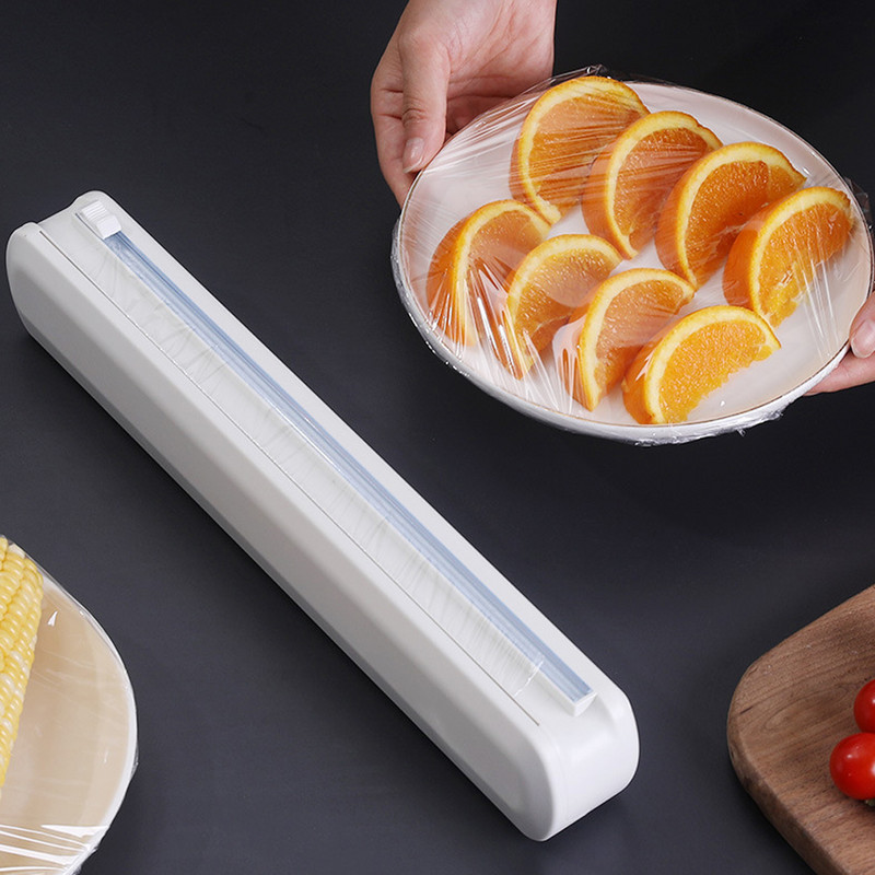 Maisto plėvelės dozatoriaus pjaustyklės dėžutės organizatorius plastikinės folijos lipnios plėvelės pjaustymo mašina maisto vyniotinių dozatorius virtuvės įrankiai priedai
