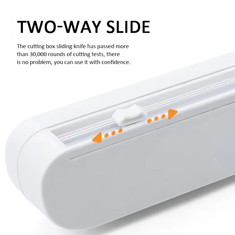 Virtuvinės plėvelės pjovimo laikiklis Apvyniojimo dozatorius Virtuvinis maisto pjaustytuvas laikymo konservavimo plėvelės ritininis dėklas su pjovimo peiliuku karštas