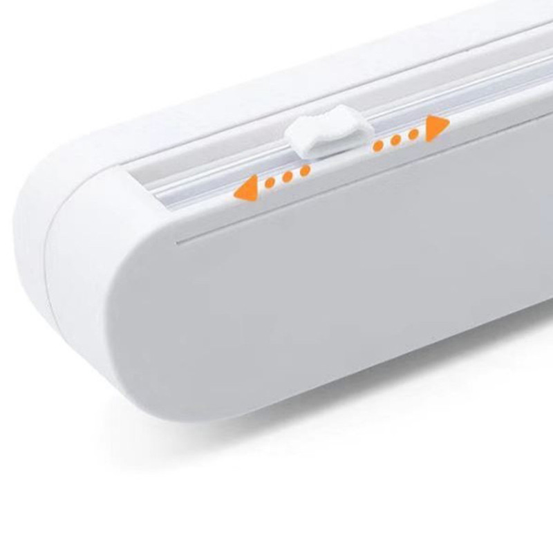 Virtuvinės plėvelės pjovimo laikiklis Apvyniojimo dozatorius Virtuvinis maisto pjaustytuvas laikymo konservavimo plėvelės ritininis dėklas su pjovimo peiliuku karštas