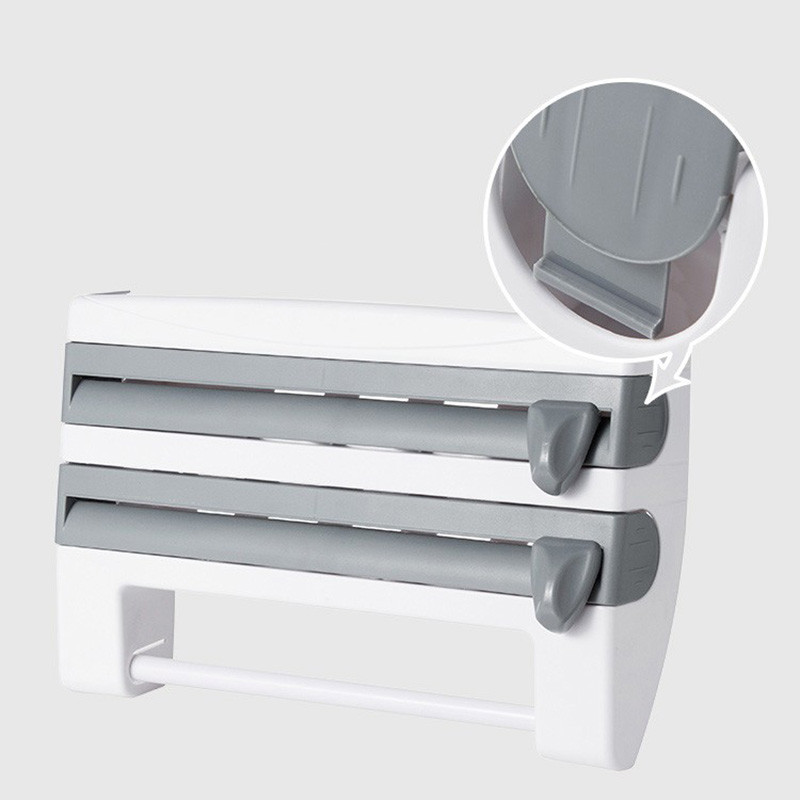 Virtuvės organizatorius maistinės plėvelės padažas butelių laikymo lentyna skardos folijos popieriaus laikiklis Virtuvės laikymo lentyna plastikinės pakuotės pjaustymas