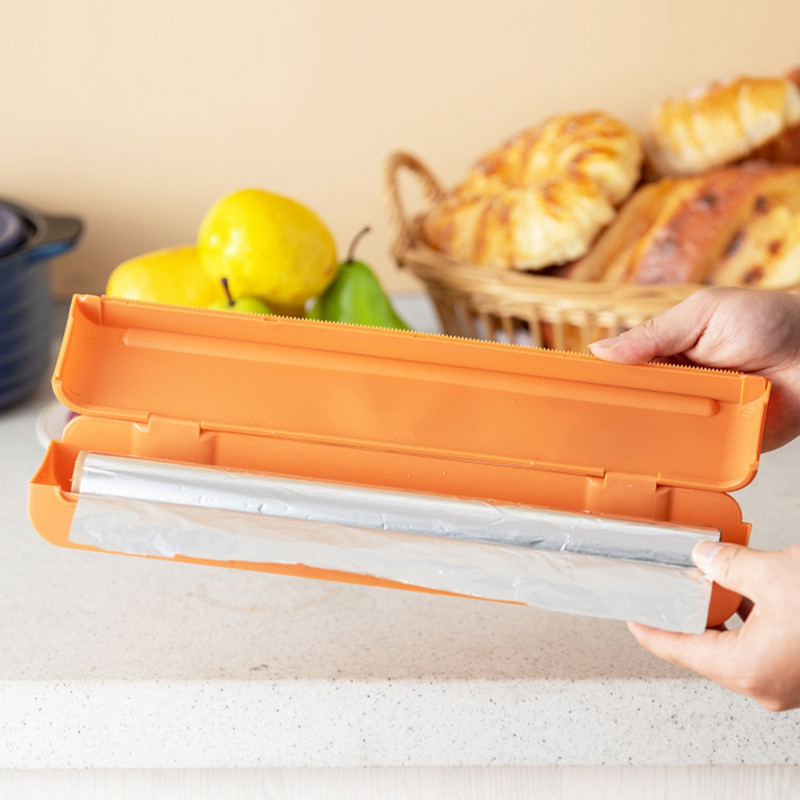 Toiduümbrise jaoturi lõikuri köögitööriist fooliumiga toidukilega ümbrise jaotur plastist terava lõikuri hoidiku hoidja köögitööriist