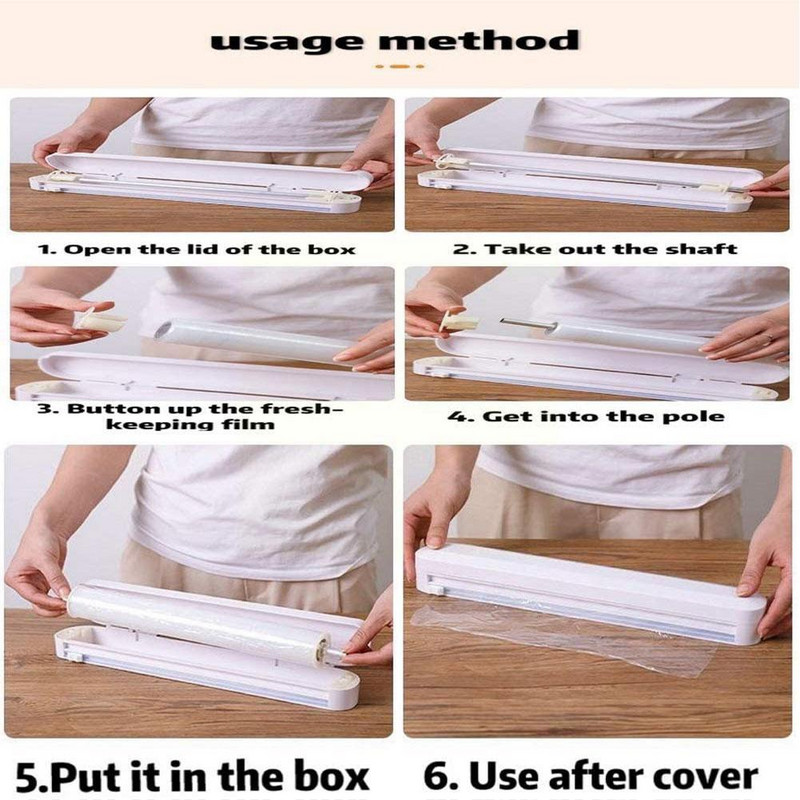 Tvirtinamas be perforavimo maisto vyniojimo dozatoriaus pjaustytuvas folijos lipnios pjaustyklės įrankis Plastikinis aštrus laikymo dozatorius apvyniojamas plėvelės virtuvės laikiklis