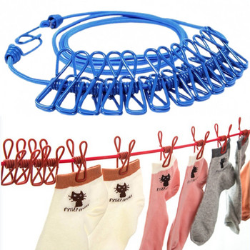 Преносимо въже за дрехи Ветроустойчива стойка за сушене на въже Плат Връв за окачване Открит Къмпинг Пътуване Вътрешни Мултифункционални инструменти