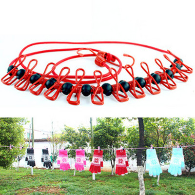 Outdoor Travel Clothesline Portable Retractable Clothesline With Clips Laundry Line Windproof 180cm Elastic Rope Extend to 340cm