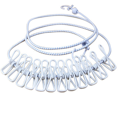 Āra ceļojumu drēbju aukla Pārnēsājama izvelkama drēbju aukla ar klipšiem, veļas aukla, vēja necaurlaidīga 180 cm elastīga virve, pagarināma līdz 340 cm