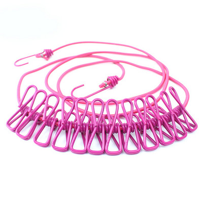 180 cm Multifuncțional 12 cleme Linie de haine din oțel Suport de uscare Umerașe pentru cârpă Cu cuie pentru linie de haine Agrafe portabile de călătorie