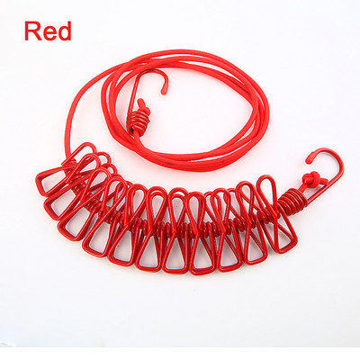 180 cm elastična vanjska vješalica za sušenje rublja, vješalica za hlače, uže za sušenje rublja s 12 kopči, vješalica za vješalice za sušenje odjeće, putovanja, kampiranje Linija