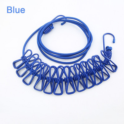 180 cm elastična vanjska vješalica za sušenje rublja, vješalica za hlače, uže za sušenje rublja s 12 kopči, vješalica za vješalice za sušenje odjeće, putovanja, kampiranje Linija