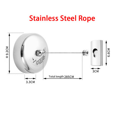 Lauko drabužių virvė, sulankstomi rūbai, ištraukiama skalbinių kabykla, ištraukiama 304 nerūdijančio plieno džiovinimo lentynos, virvių drabužiai