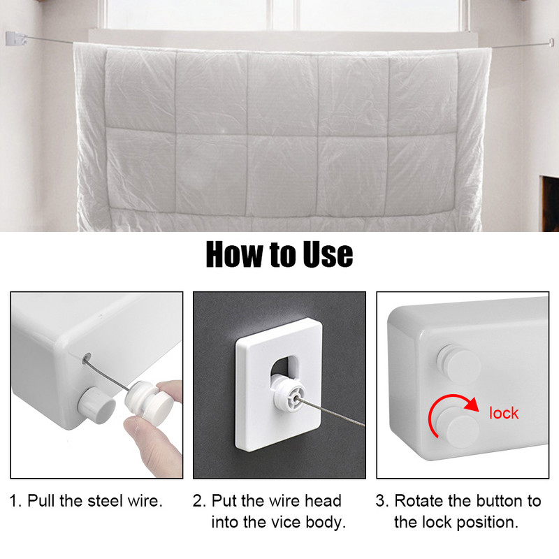 Vješalica za rublje od užeta za rublje od 4,2 m, dvoslojna polica za sušenje odjeće na uvlačenje, rastezljiva užad za rublje