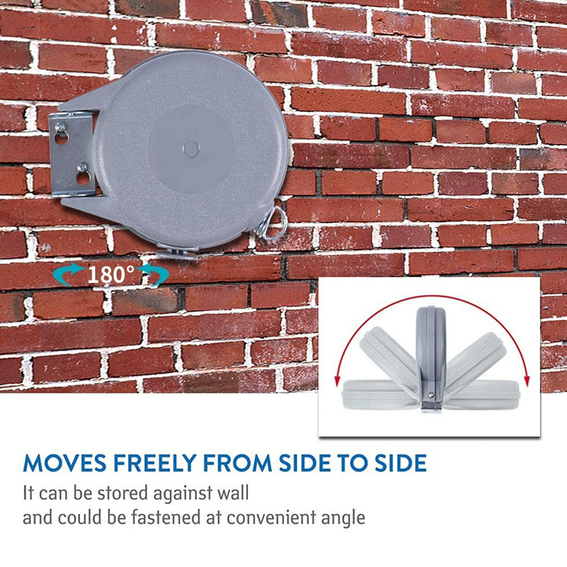 12M ištraukiama skalbinių linija, didelės talpos drabužių džiovintuvas su reguliuojama PVC virve Vidaus lauko skalbinių kabyklos rūbų laikiklis