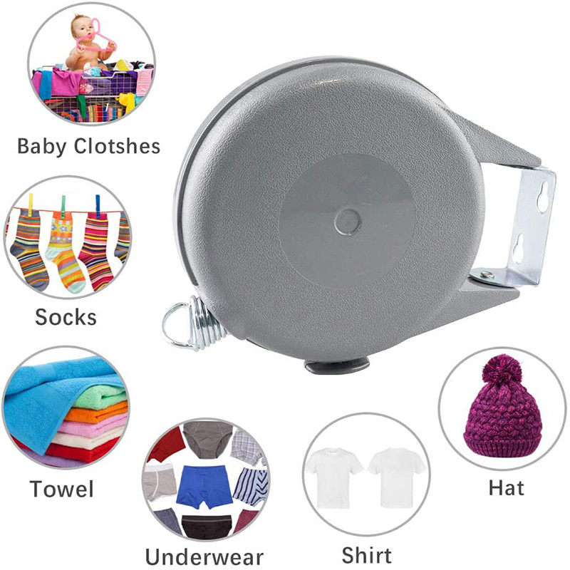 12M ištraukiama skalbinių linija, didelės talpos drabužių džiovintuvas su reguliuojama PVC virve Vidaus lauko skalbinių kabyklos rūbų laikiklis