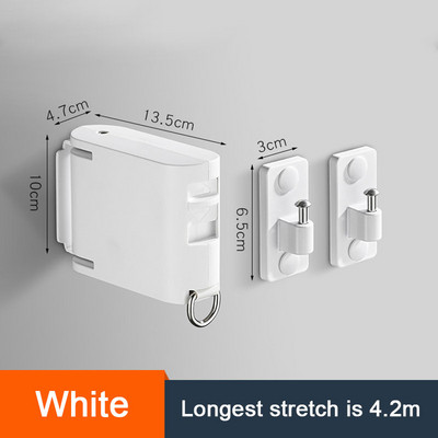 DOOKOLE Cursă de rufe retractabilă, Suport de perete pentru uscător retractabil pentru linie de haine reglabilă cu 34 găuri de agățare rezistente la vânt, negru