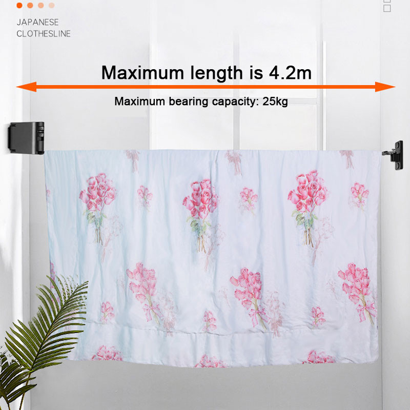 DOOKOLE Cursă de rufe retractabilă, Suport de perete pentru uscător retractabil pentru linie de haine reglabilă cu 34 găuri de agățare rezistente la vânt, negru