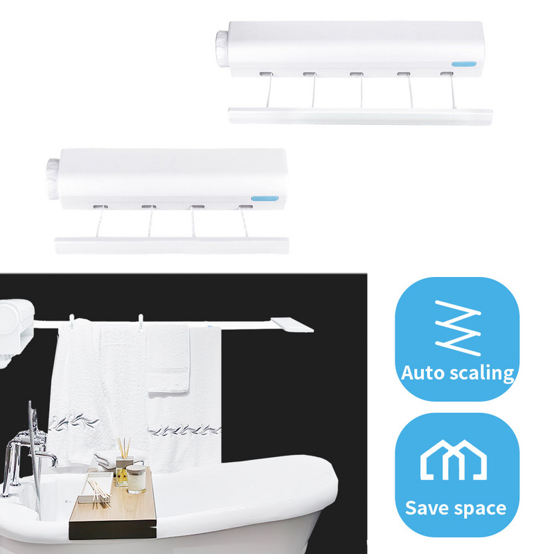 Zidna uvlačna užad za odjeću Unutarnja vanjska vješalica za pranje rublja Organizator za kupaonsku sušilicu Teleskopski stalak za sušenje odjeće