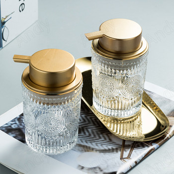 Ευρωπαϊκό γυάλινο μπουκάλι σαπουνιού Golden Stroke Διακοσμητικό σαμπουάν για επιτραπέζιο σαμπουάν σετ μπουκαλιών τύπου Modern Relief Αξεσουάρ μπάνιου σπιτιού