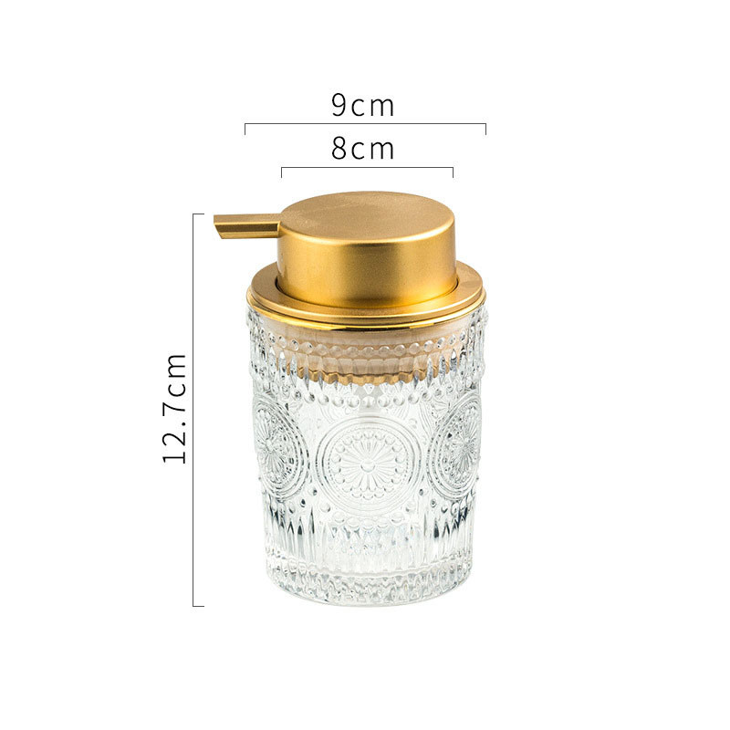 Europos stiklo muilo buteliukas „Golden Stroke“ dekoratyvinis darbalaukio šampūno preso buteliukų rinkinys „Modern Relief“ namų vonios kambario aksesuarai