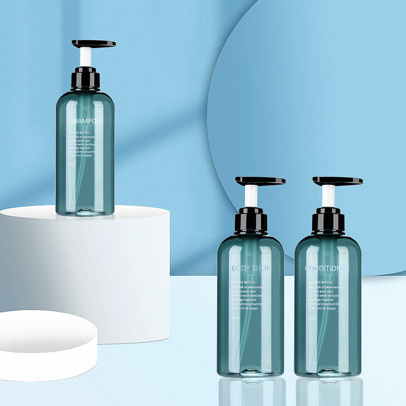3 tk šampooni ja palsami jaoturi pudelid vannitoa plastikust tühjad korduvtäidetavad pumbaga losjooni pudelid kosmeetikakonteinerite komplekt