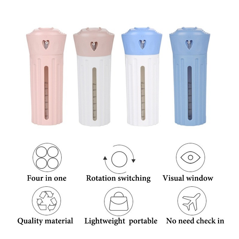 4In1 Travel Pripildomi tušti buteliai Kelionių dozatorius Šampūnas Kūno prausiklis Dušo želė Kosmetikos Organizatorius Muilo dozatorius