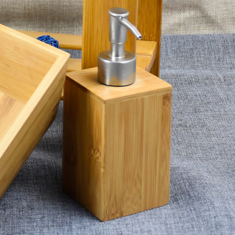 500 ml seebi jaotur Lotion šampooni jaotur pudelihoidja köök bambusest vedel käteseebi dosaator 360 kraadi pöörlev pump