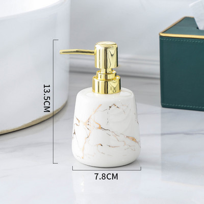 Auksinio marmuro tekstūros keraminis nešiojamas muilo dozatorius šampūno buteliukas rankų dezinfekavimo indelis vonios reikmenys 400 ml losjono buteliukas