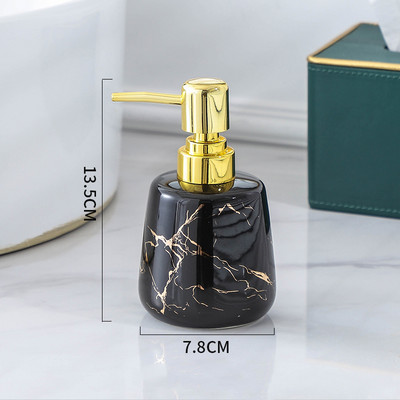 Auksinio marmuro tekstūros keraminis nešiojamas muilo dozatorius šampūno buteliukas rankų dezinfekavimo indelis vonios reikmenys 400 ml losjono buteliukas