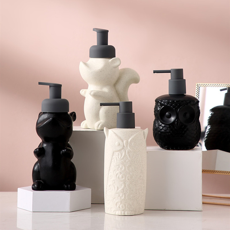 Bufnita Veverita Sticla de lotiune Produse pentru baie Ceramica Dozator de sapun Dozator de lichid pentru spalarea mainilor Apasati pentru baie Sticla