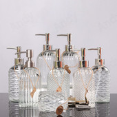 Sticlă europeană de săpun din sticlă, cu relief manual, dozator decorativ pentru dezinfectant de mână pentru birou, sticle de presă pentru loțiune transparentă pentru hotel