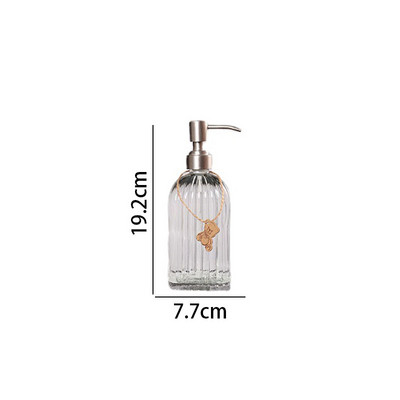 Sticlă europeană de săpun din sticlă, cu relief manual, dozator decorativ pentru dezinfectant de mână pentru birou, sticle de presă pentru loțiune transparentă pentru hotel