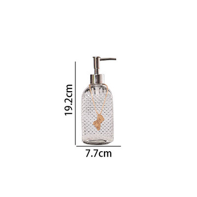 Sticlă europeană de săpun din sticlă, cu relief manual, dozator decorativ pentru dezinfectant de mână pentru birou, sticle de presă pentru loțiune transparentă pentru hotel