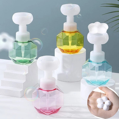Virágos folyékony szappanadagoló bélyegző kézi szappanpumpás palack Virágos habbuborékoló Kézleves műanyag fürdőszobai utazás utazási tárolóedény
