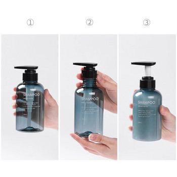 Бутилиран комплект шампоан 300 ml/500 ml дозатор за сапун измиване на тяло балсам за коса бутилка за многократно пълнене 3 в 1 пластмасово съхранение за баня