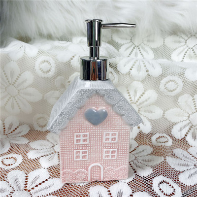 Sticla americană, creativă, roz, ceramică, pentru dezinfectant de mâini, articole sanitare, decorare drăguță