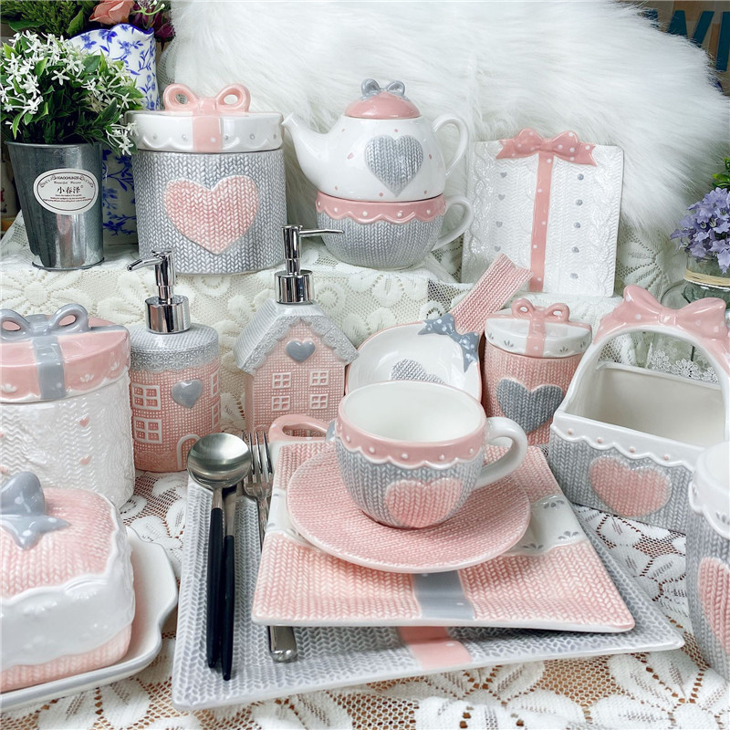 Sticla americană, creativă, roz, ceramică, pentru dezinfectant de mâini, articole sanitare, decorare drăguță