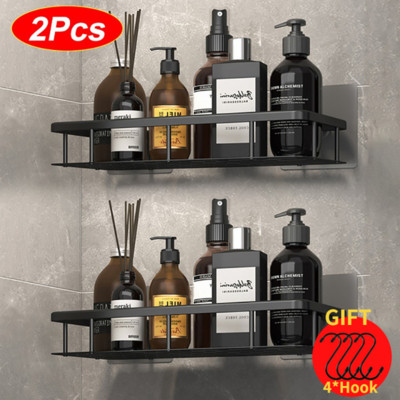 Luksuslikud vannitoariiulid ilma puurimiseta Roostekindlast alumiiniumist duši seinariiul šampoon käterätikuhoidja Vannitoa korrastaja tarvik