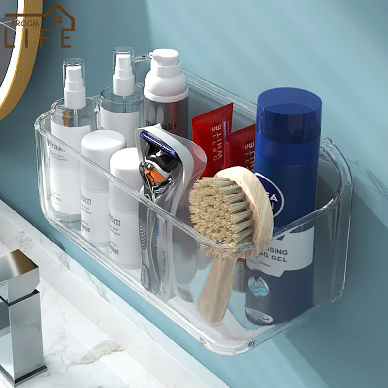 Skaidri vonios lentyna Paprasta kosmetikos laikiklis dušo šampūno laikiklis prie sienos montuojamas plaukiojantis lentyna wc tualeto priedai