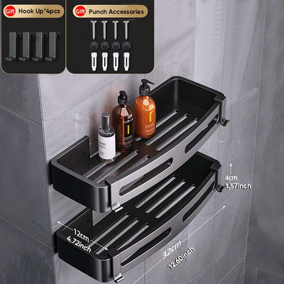 Kupaonska polica Police za tuširanje Aluminijski zidni nosač za tuširanje Šampon Stalak za pohranu Držač Kutna polica Organizator za kupaonicu