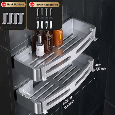 Kupaonska polica Police za tuširanje Aluminijski zidni nosač za tuširanje Šampon Stalak za pohranu Držač Kutna polica Organizator za kupaonicu