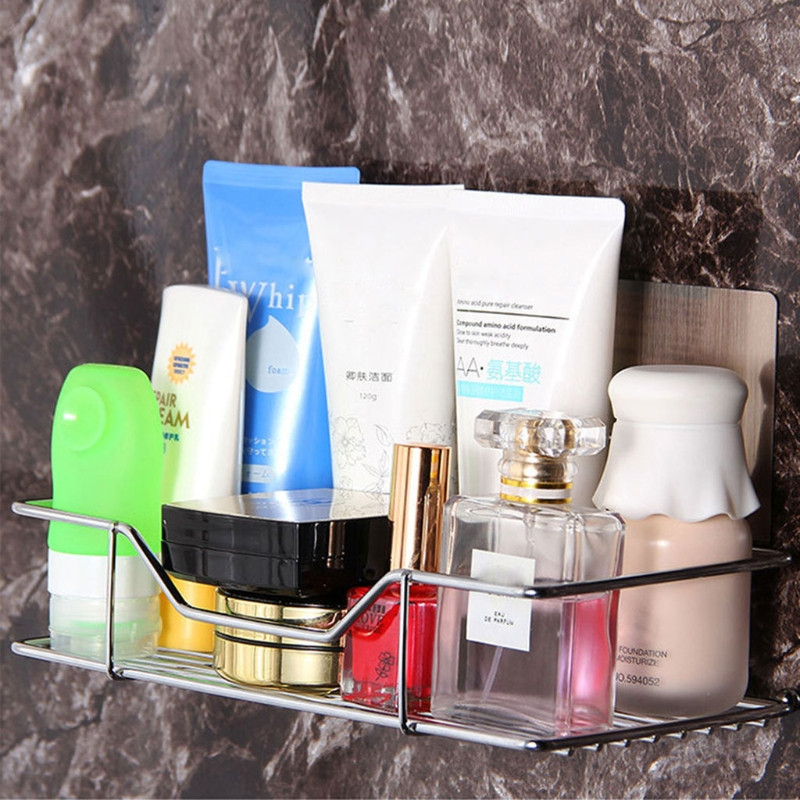 Kupaonska polica od nehrđajućeg čelika Organizator za tuširanje Košara Kuhinjska polica za odlaganje Zidni stalak za odlaganje s ljepljivom naljepnicom