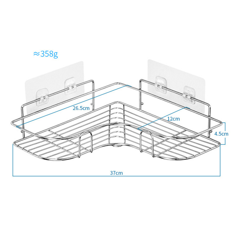 Raft de duș pe colț pentru baie, 1 bucată, raft pentru baie, din oțel inoxidabil, triunghiular, șampon, săpun, rafturi de depozitare, accesorii pentru bucătărie WC