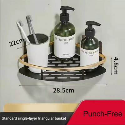 Rafturi pentru baie Rafturi din aluminiu pentru șampon, duș, suport pentru suport de depozitare, montat pe perete, organizator de bucătărie, accesoriu de baie fără perforații