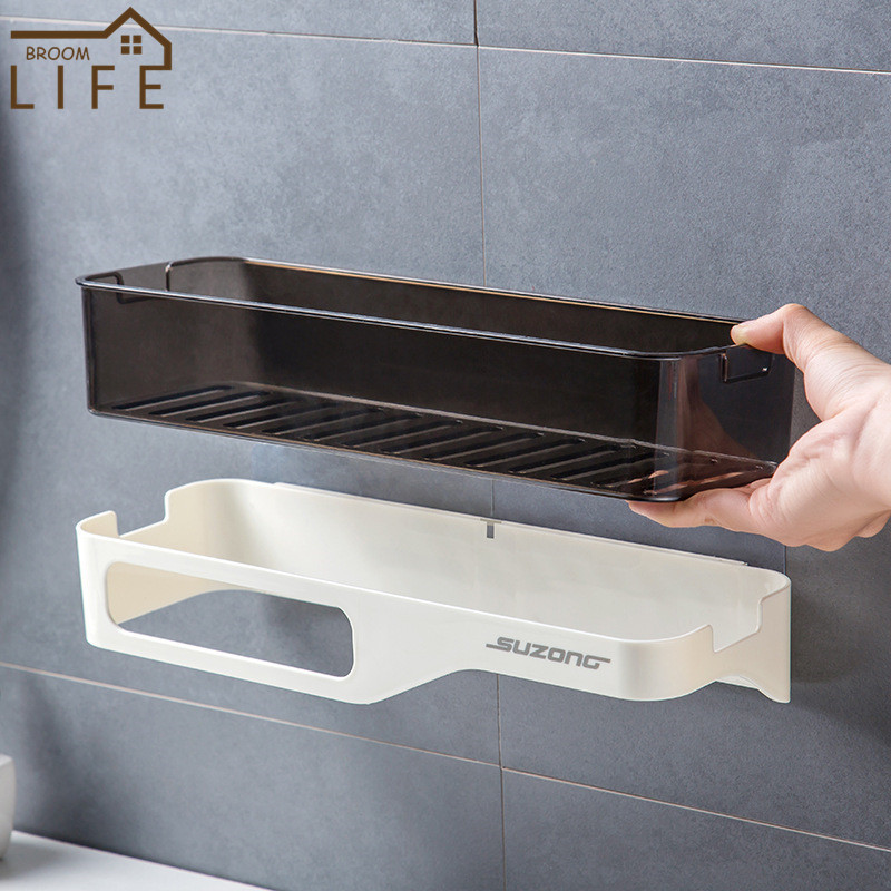 Prie sienos tvirtinamas vonios lentyna šampūnas Prieskoniai Laikiklis Laikiklis Virtuvės Tvarkyklės Lentynos Paprasto stiliaus vonios kambario priedai