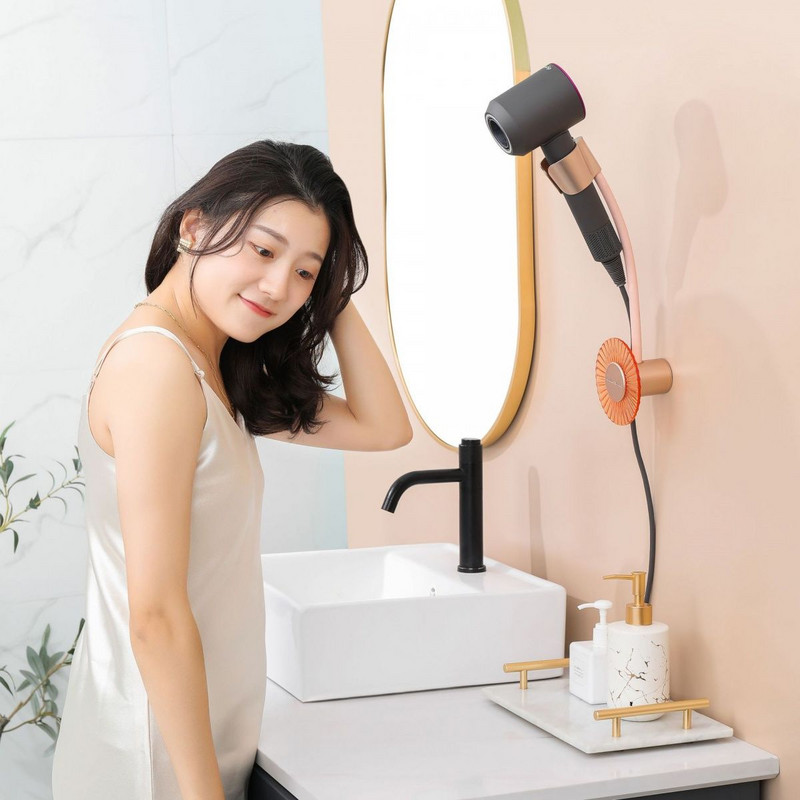 Lazy lengvas prabangus plaukų džiovintuvo laikiklis laisvų rankų fiksuotas plaukų džiovintuvas laisvų rankų plaukų džiovintuvas sieninis laikiklis vonios kambariui
