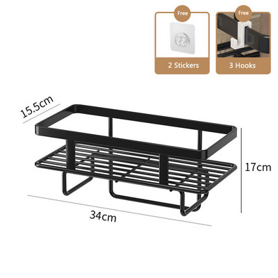 Tualeto viršutinė laikymo lentyna 2 pakopų tualeto laikiklis Vonios anglies plieno lentyna su pakabinamu kabliu ir lipniu pagrindu, vietos taupymo priemonė