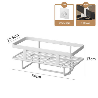Tualeto viršutinė laikymo lentyna 2 pakopų tualeto laikiklis Vonios anglies plieno lentyna su pakabinamu kabliu ir lipniu pagrindu, vietos taupymo priemonė