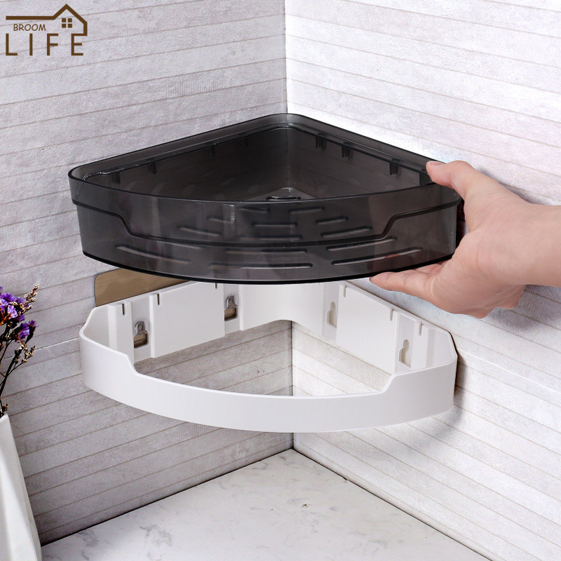 Fürdőszoba sarokpolc sampon tároló állványtartó rendszerező konyhai fűszertartó falra szerelhető lakberendezési fürdőszobai kiegészítők