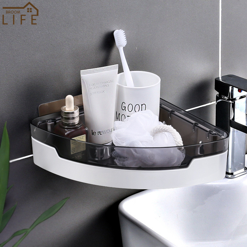 Fürdőszoba sarokpolc sampon tároló állványtartó rendszerező konyhai fűszertartó falra szerelhető lakberendezési fürdőszobai kiegészítők